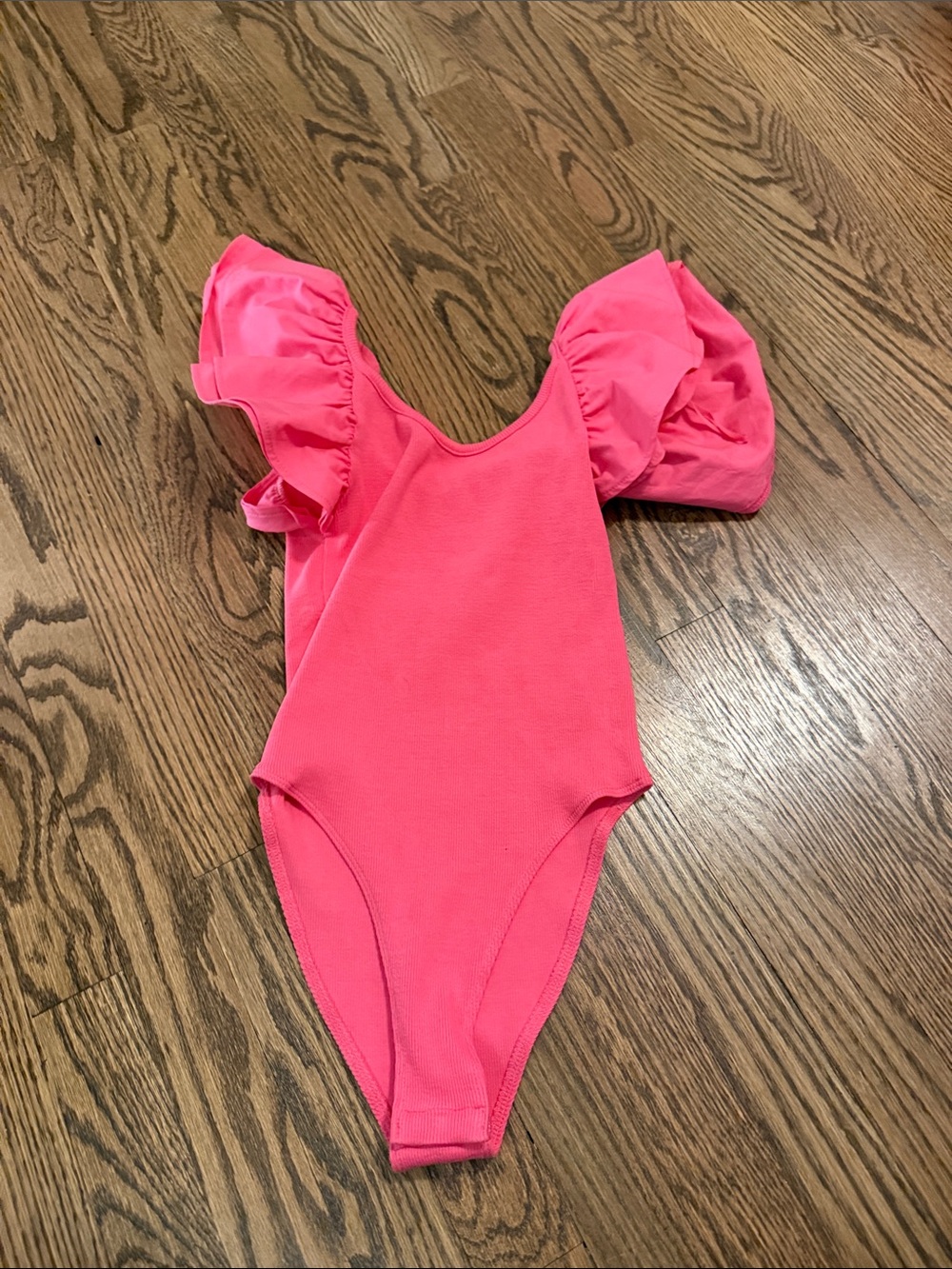 Zara pink ruffled sleeve bodysuit